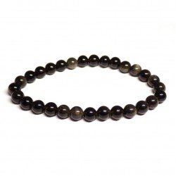 Bracelet boules Obsidienne dorée